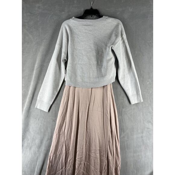 The Gemini Twofer Sweater + Dress Set Size Medium Grey Pink - Picture 5 of 11